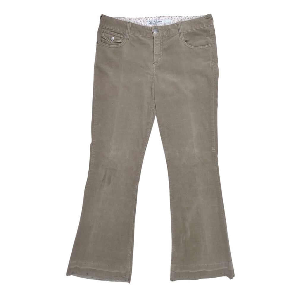 MUDD Olive Green Stretch Corduroy Jean Style Flare Pants Raw Hems Fall Y2K Retro